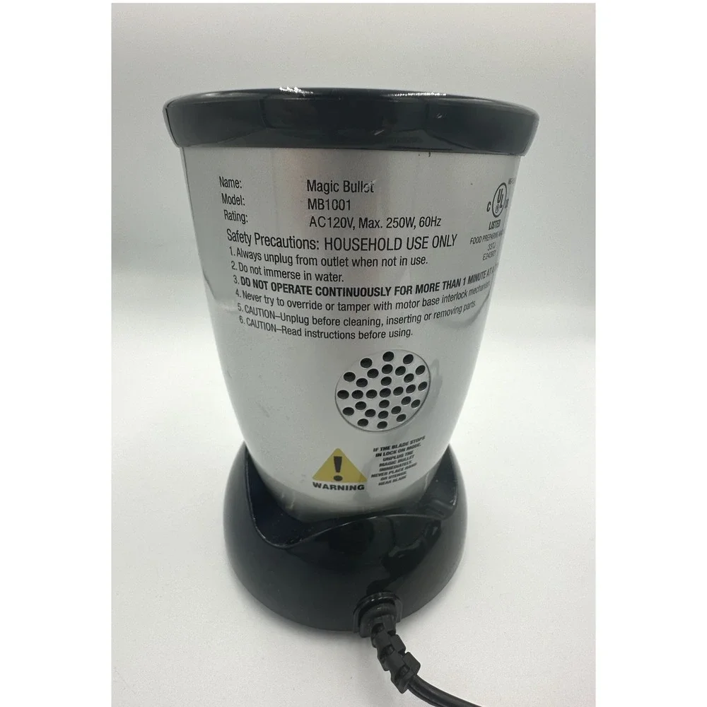 Magic Bullet MB1001 Personal Blender Motor‎ Base Replacement Silver Black Works
